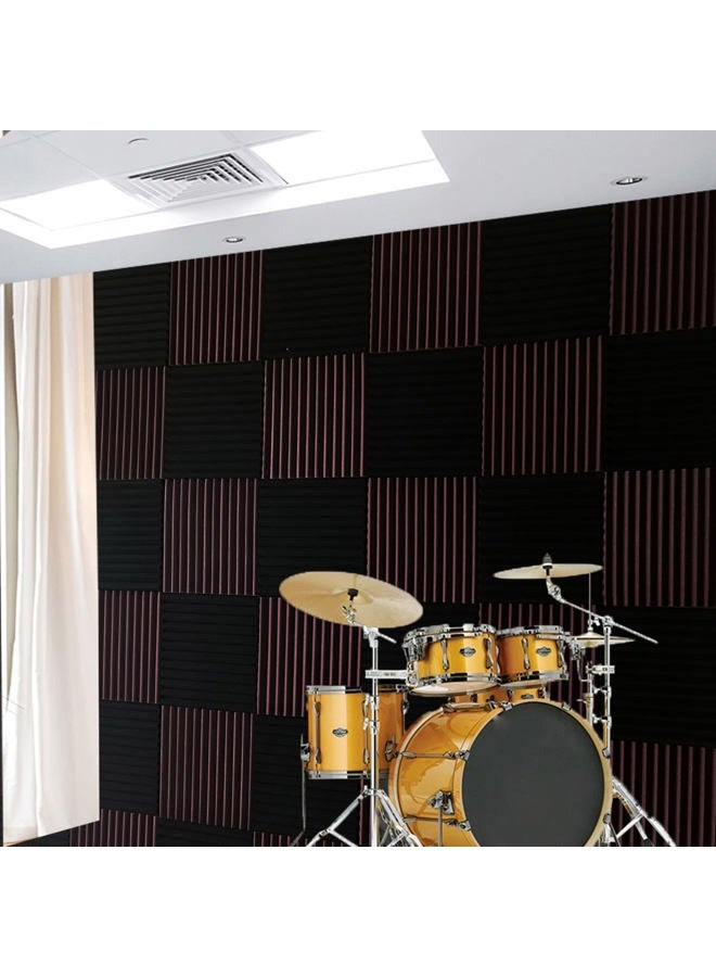 HPKL9999 52 عبوة من الألواح الصوتية السوداء/العنابية 12" × 12" × 1" من رغوة العزل الصوتي - Image 3