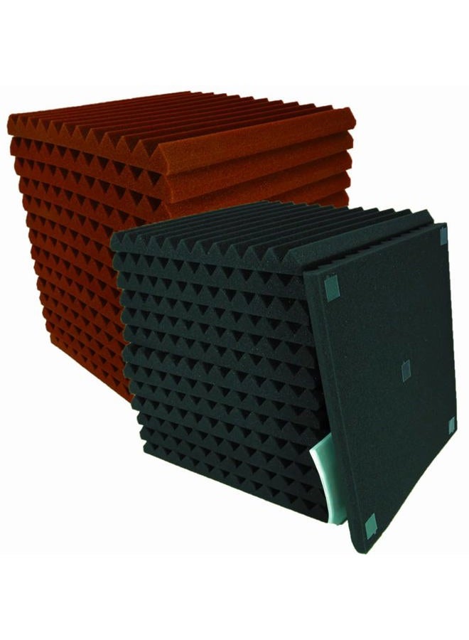 HPKL9999 52 عبوة من الألواح الصوتية السوداء/العنابية 12" × 12" × 1" من رغوة العزل الصوتي - Image 1