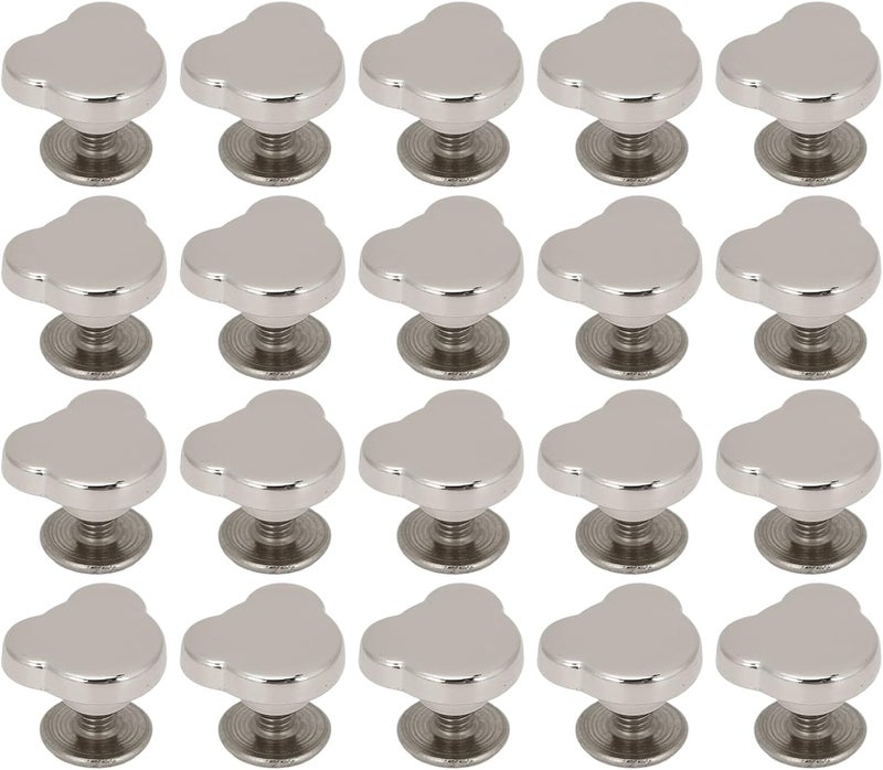 Binding Rivets and Crossed Screw Set 20PCS, Zinc Alloy 10mm Silver, Bear Head Design - Durable Electroplated Finish, Easy to Install for Leather Crafts and Repairs (Silver) - Image 1