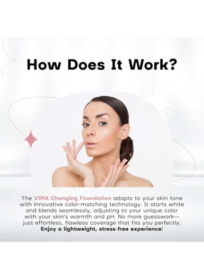 VIMA مFoundation Vima لتغيير اللون مع واقي الشمس - خالي من العطور - خالي من البارابينات ومكياج نباتي - تغطية خفيفة وطويلة الأمد - 1 أونصة سائلة - Image 3