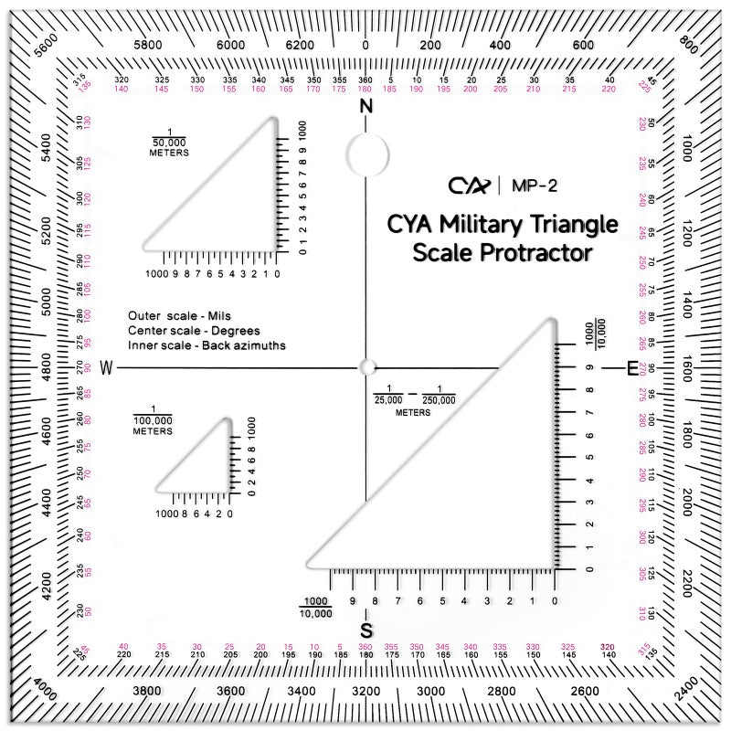 Zonon 5 Inch Military Map Protractor Military Style Utm/mgrs Coordinate Scale Map Perfectly Cut Land Navigation Protractor Maps Reading and Grid Coordinate Reader - Image 1
