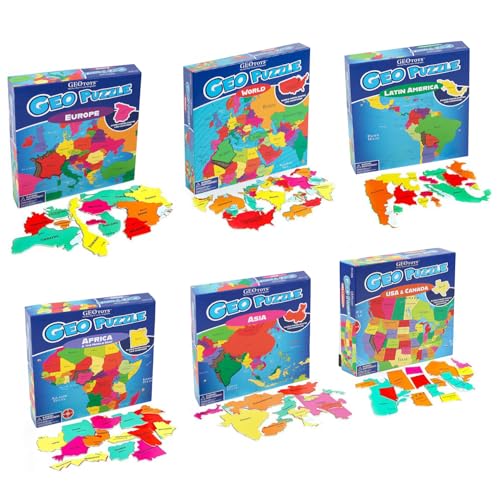Geotoys ألعاب الألغاز الجغرافية من GeoToys - مجموعة من 6 ألغاز جغرافية للأطفال - Image 1