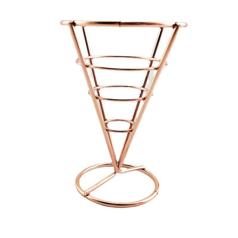 Silver Metal Wire Cone Basket French Fry Chips Food Display Stand Home Outdoor Event - Image 2