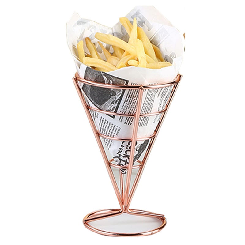Silver Metal Wire Cone Basket French Fry Chips Food Display Stand Home Outdoor Event - Image 3