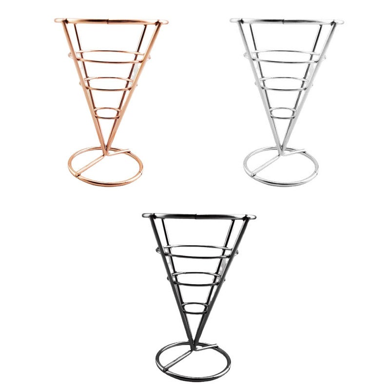 Silver Metal Wire Cone Basket French Fry Chips Food Display Stand Home Outdoor Event - Image 5