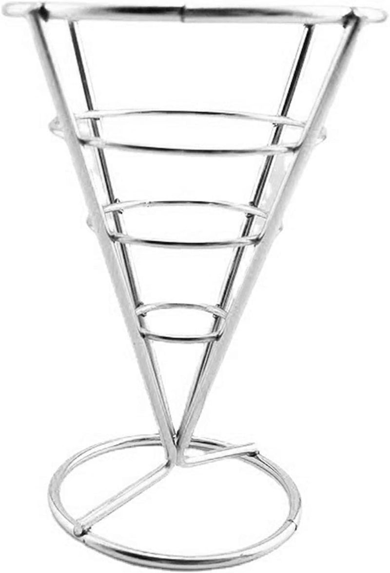 Silver Metal Wire Cone Basket French Fry Chips Food Display Stand Home Outdoor Event - Image 1