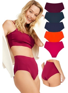 COTTONHILL High Waist Basic Laser Cut Bikini Panties 5 Pack - 2  - Image 1