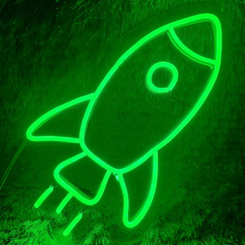 Rocket neon 7x14 inches Neon SignLights Neon LED Light Decorative Light for Room Glass Tube Lights Sign for Bedroom Party and Bar Green  - Image 3