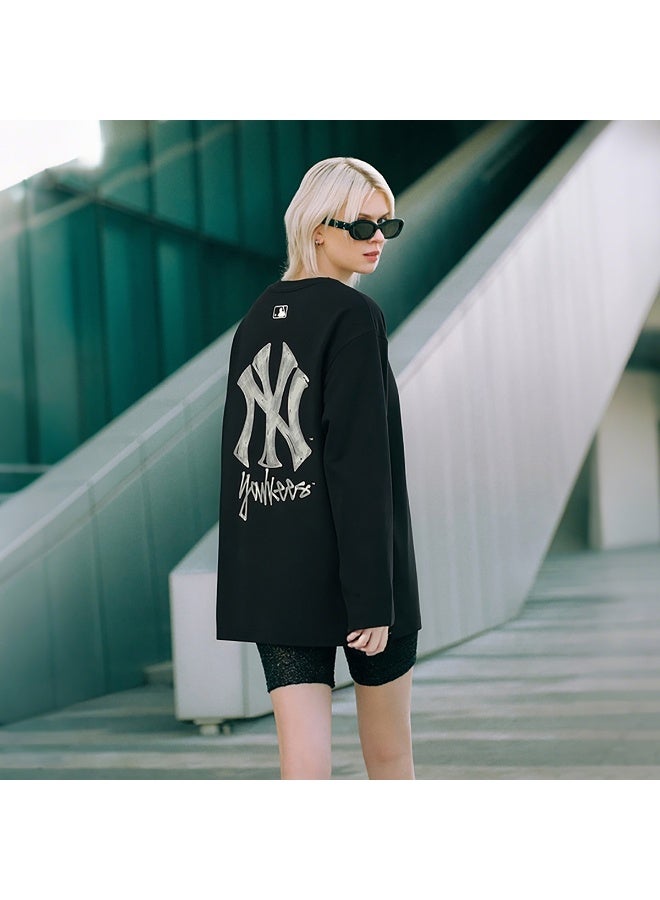 MLB Unisex NY Embroidered Logo Black Oversized Long Sleeve T‑Shirt-XL - Image 2