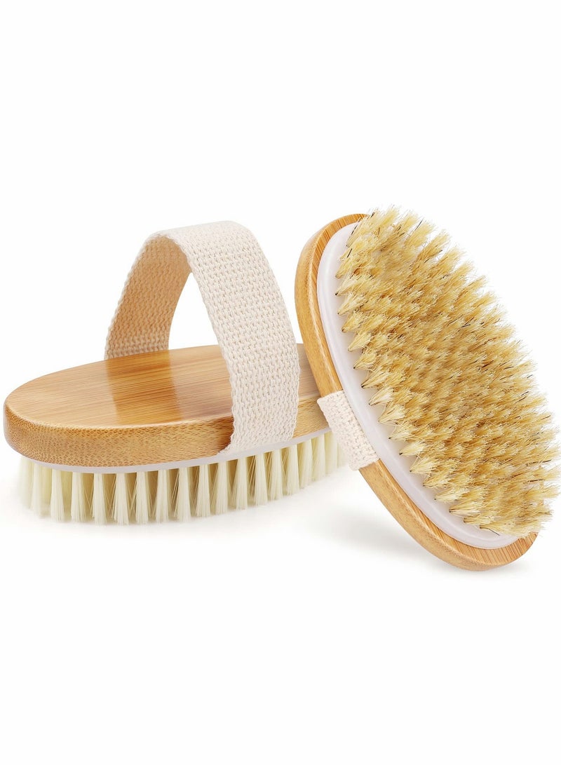 Natural Bristle Dry Brush Set - Exfoliating Body Brush for Wet or Dry Skin Care Routine - Image 1
