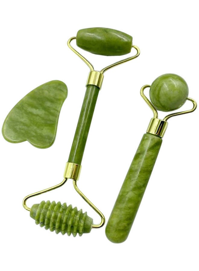 NIBEMINENT Jade Rollers & Gua Sha Scrapers Stone Set for Facial Skin Care Anti-aging Face Eye Neck Beauty Roller Massager Green - Image 1