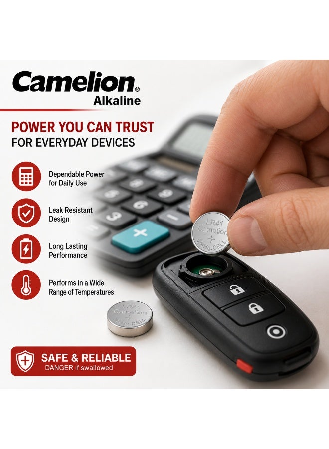 Camelion AG3 LR41 Button Cell Batteries 10 Pack, 1.5V Alkaline Coin Battery for Watches, Medical Devices, Toys & Calculators - Image 3