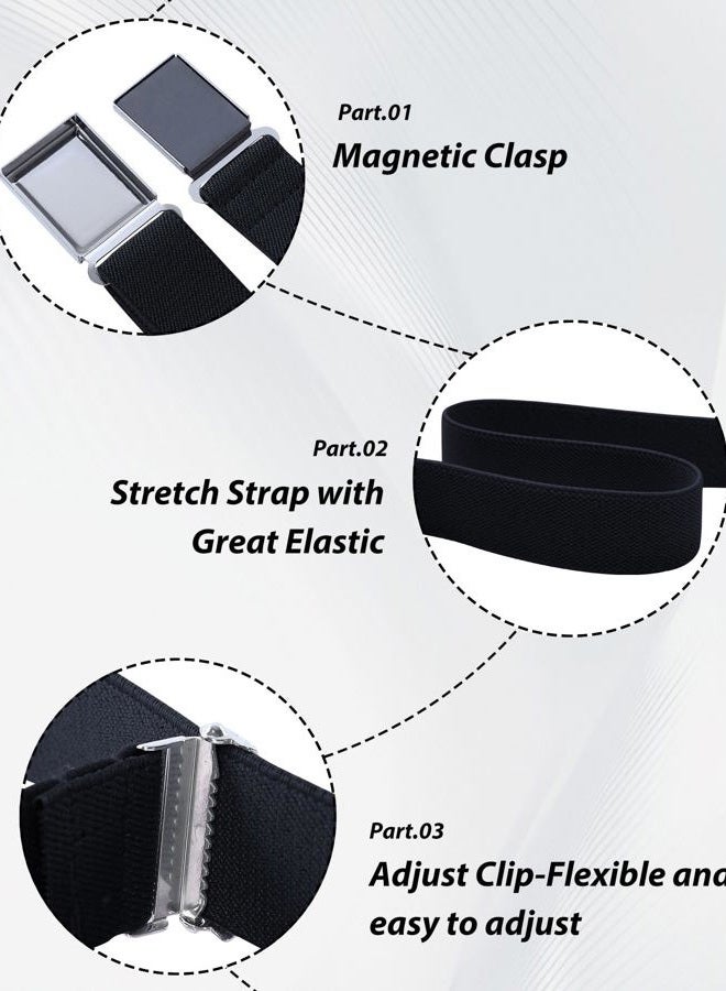 Kajeer 4PCS Kids Boys Adjustable Magnetic Belt - Elastic Belt with Easy Magnetic Buckle (Navy Blue/Brown/Red/Black) - Image 3