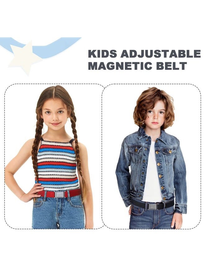 Kajeer 4PCS Kids Boys Adjustable Magnetic Belt - Elastic Belt with Easy Magnetic Buckle (Navy Blue/Brown/Red/Black) - Image 5