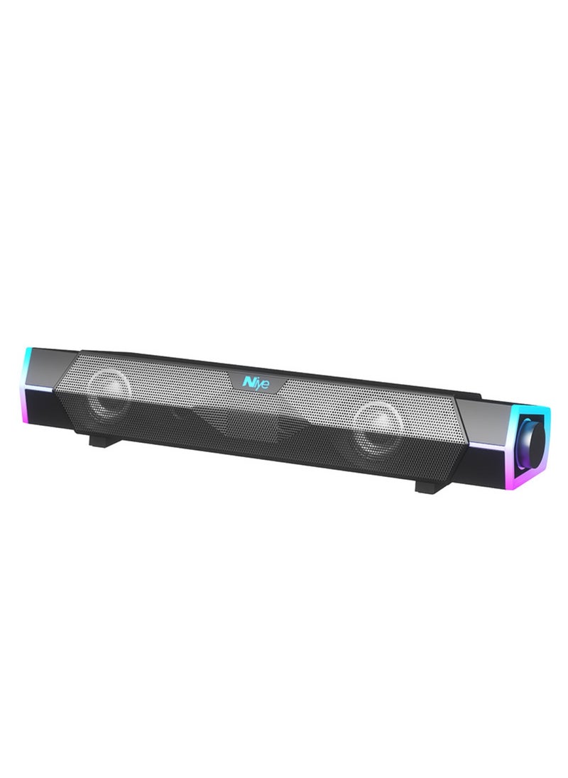 Niye 2.0 Channel Gaming Soundbar with RGB Lighting, Bluetooth 5.3 & USB-C, Dual Sound Modes (Music/Game), 30m Wireless Range, Independent Knob Control  - Image 1