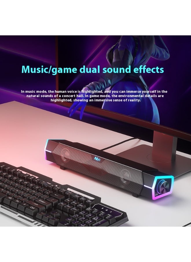 Niye 2.0 Channel Gaming Soundbar with RGB Lighting, Bluetooth 5.3 & USB-C, Dual Sound Modes (Music/Game), 30m Wireless Range, Independent Knob Control  - Image 4
