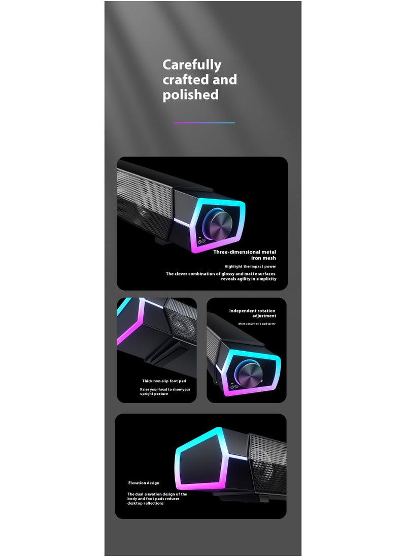 Niye 2.0 Channel Gaming Soundbar with RGB Lighting, Bluetooth 5.3 & USB-C, Dual Sound Modes (Music/Game), 30m Wireless Range, Independent Knob Control  - Image 2