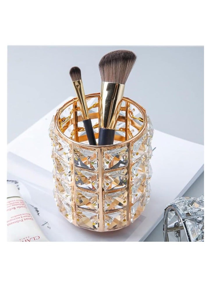 حامل فرش مكياج كريستال ذهبي - Image 2