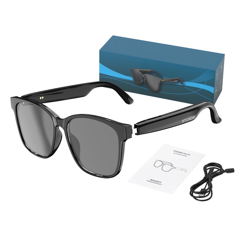HYUNDAI modern HY-C8 intelligent AI translation glasses headset simultaneous interpretation of 75 languages real-time conference notes Hy-c8 ai [black ai translated edition]