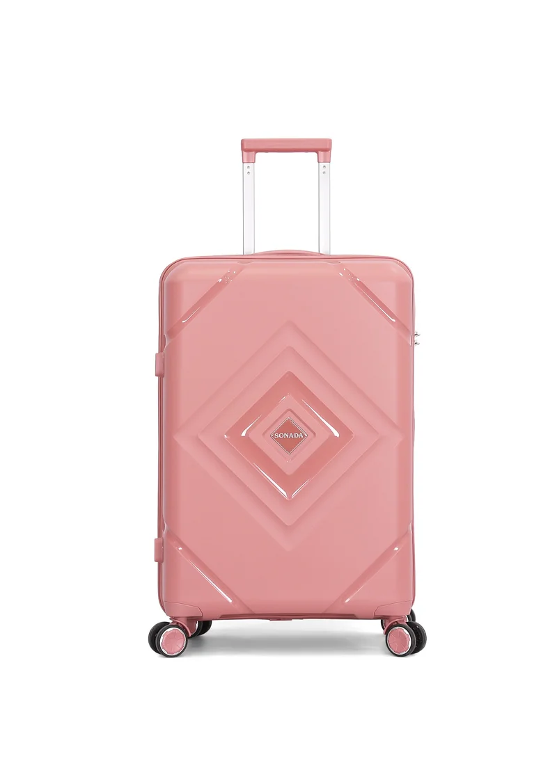 سونادا شنط ترولي سونادا طقم  قطع حقيبة سفر صلبة وردي