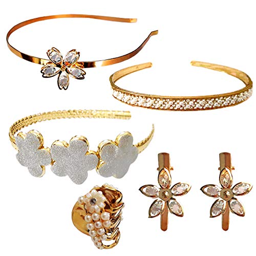 Rapidsflow® Hair Accessories For Women & Girls Combo Of 6 pcs (3 Hair Bands +1 Pairs Of Hair Clutcher +1 Pair Of Tic-Tac Clip - Image 1
