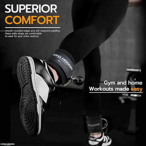 AOHO MOOON Comfortable Adjustable Ankle Straps for Cable Machines Women, Gym Workout Leg Straps, Ankle Cuffs for Glute Workouts, Foot Straps for Kickback, One Size Fit All with D Ring - Image 5