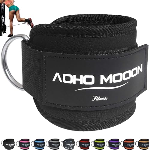 AOHO MOOON Comfortable Adjustable Ankle Straps for Cable Machines Women, Gym Workout Leg Straps, Ankle Cuffs for Glute Workouts, Foot Straps for Kickback, One Size Fit All with D Ring - Image 1