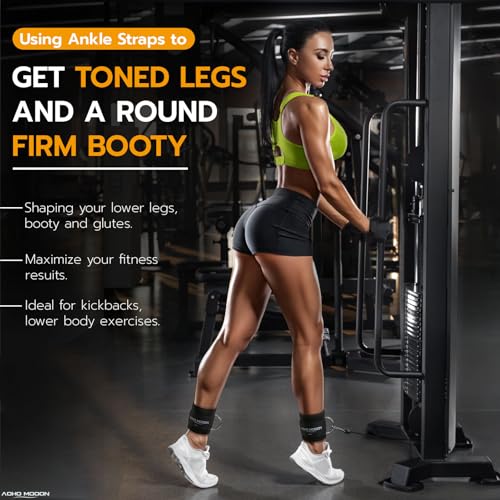 AOHO MOOON Comfortable Adjustable Ankle Straps for Cable Machines Women, Gym Workout Leg Straps, Ankle Cuffs for Glute Workouts, Foot Straps for Kickback, One Size Fit All with D Ring - Image 2