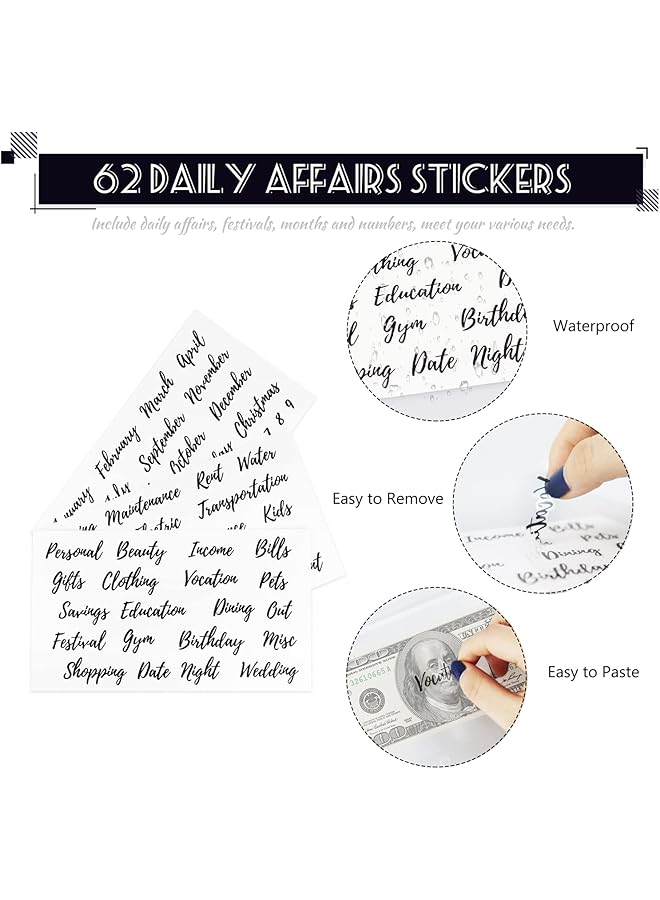 إيروريكس مجلد الميزانية مع مظاريف بسحاب ومظاريف نقدية للميزانية، مخطط ميزانية من الجلد الصناعي A6 2023 مع مظاريف نقدية، آلة حاسبة، منظم أموال الفواتير لتوفير النقود، نظام الميزانية، المحفظة - Image 5