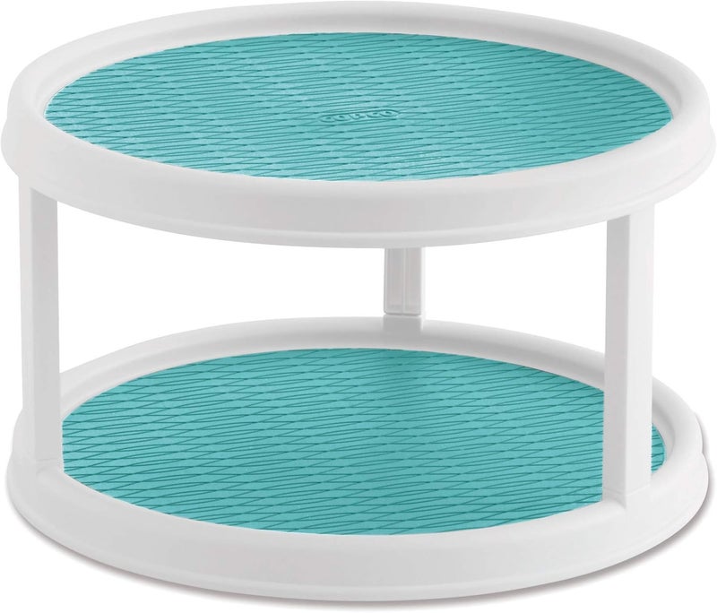 Copco Copco NonSkid 2 Tier Turntable 12  Ideal for Kitchen Bathroom Home Office Laundry Room Garage Craft Room Pantry  SmoothGlide Lazy Susan Organizer with Nonskid Liner and Raised Rim 