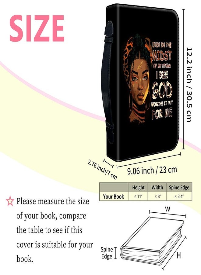 SDFCVBTYU Bible Covers for Women, PU Leather Bible Case with Pockets and Zipper, Large Size Bible Carrying Case Fits Books Up to 10.9" x 7.8" x 1.9”, Bible Holder Bag for Girls, Leopard Black Cool Girl - Image 2