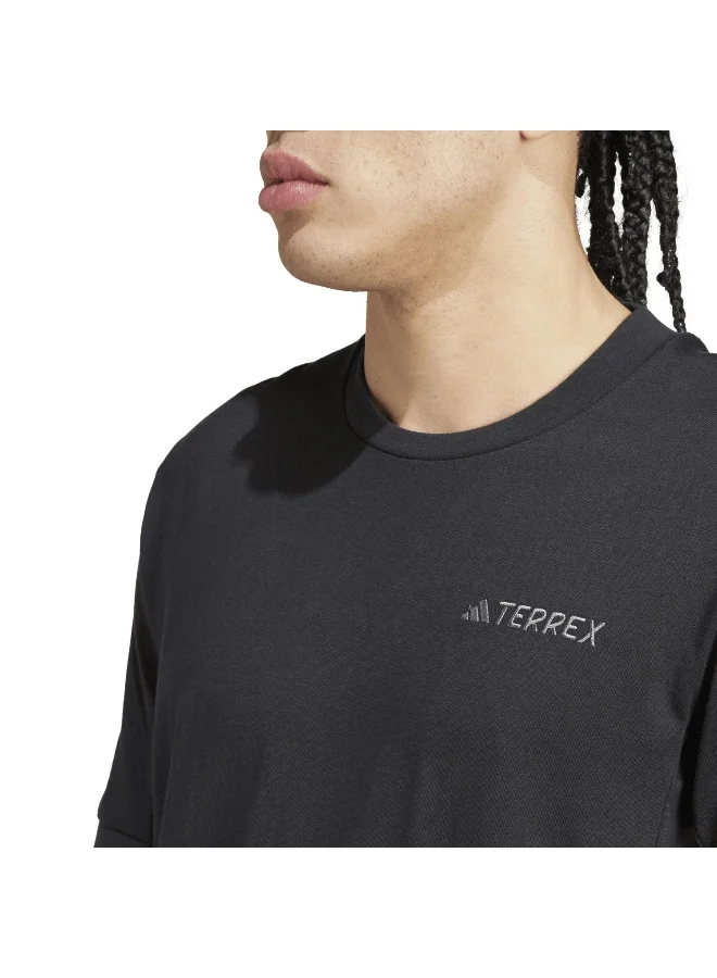 Adidas Xpl Logo Tee Black Hiking T-Shirts For Men Xs