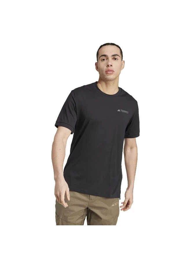 Adidas Xpl Logo Tee Black Hiking T-Shirts For Men Xs
