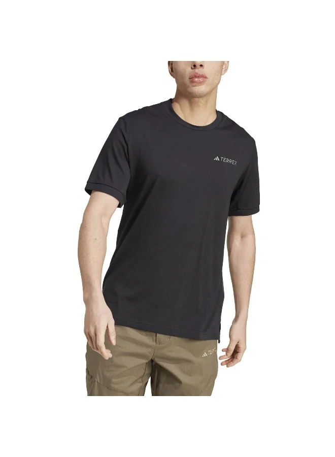 Adidas Xpl Logo Tee Black Hiking T-Shirts For Men Xs