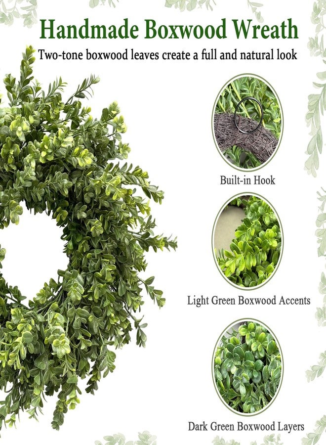 Presentastic 26 Inch Large Boxwood Wreaths for Front Door, Spring & Summer Artificial Wreath with Patriotic & Burlap Sash, Faux Greenery Year-Round Farmhouse Wedding Porch Window, Indoor Outdoor Decor - Image 3