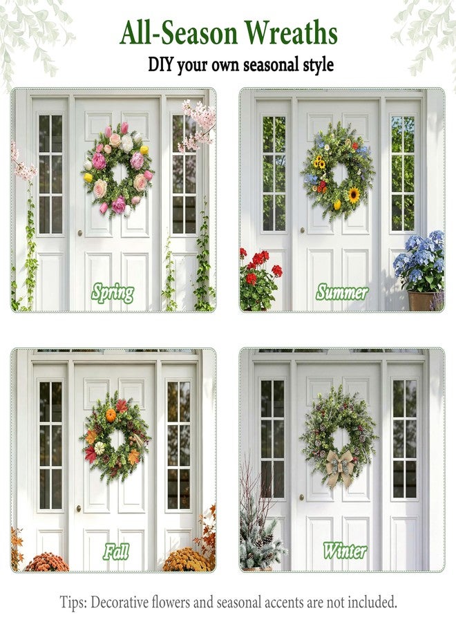 Presentastic 26 Inch Large Boxwood Wreaths for Front Door, Spring & Summer Artificial Wreath with Patriotic & Burlap Sash, Faux Greenery Year-Round Farmhouse Wedding Porch Window, Indoor Outdoor Decor - Image 4