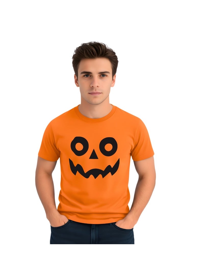 PRINTSHOP4ME Adults Halloween Orange T-Shirt – Unisex Round Neck Short Sleeve 100% Cotton Tee – Stylish & Breathable Casual Wear For Men And Women - Image 1