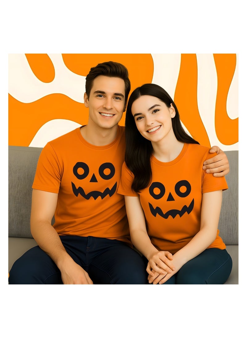 PRINTSHOP4ME Adults Halloween Orange T-Shirt – Unisex Round Neck Short Sleeve 100% Cotton Tee – Stylish & Breathable Casual Wear For Men And Women - Image 4