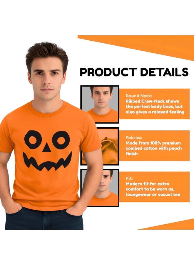 PRINTSHOP4ME Adults Halloween Orange T-Shirt – Unisex Round Neck Short Sleeve 100% Cotton Tee – Stylish & Breathable Casual Wear For Men And Women - Image 5