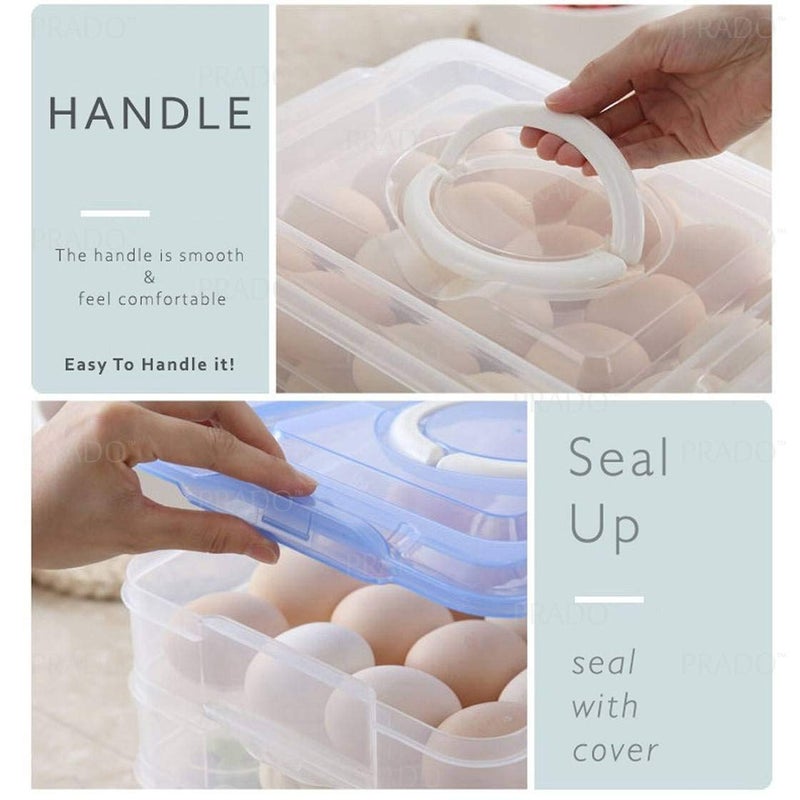 EBOFAB EBOFAB 48 Grid Egg Storage Box 2 Layer Egg Container with Handle Plastic Egg Storage Case for FridgeOutdoor Eggs Tray Holder with LidMulticolor  - Image 5