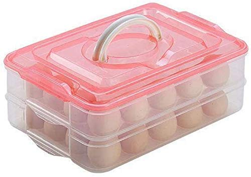 EBOFAB EBOFAB 48 Grid Egg Storage Box 2 Layer Egg Container with Handle Plastic Egg Storage Case for FridgeOutdoor Eggs Tray Holder with LidMulticolor  - Image 1