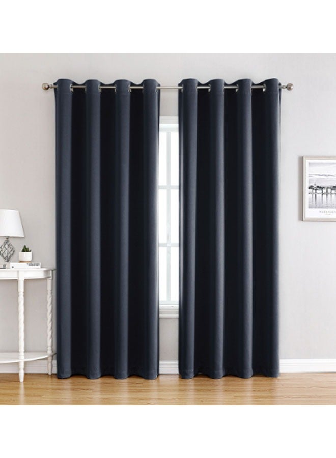 إيهوم ستائر تعتيم ستائر، ستائر ستائر معتمة عازلة حرارية صلبة للنوافذ، ستائر تعتيم/ستائر معتمة لغرفة النوم (1 لوحات، 100 （العرض） × 250 （الطول） سنتيمتر، أزرق داكن) - Image 1