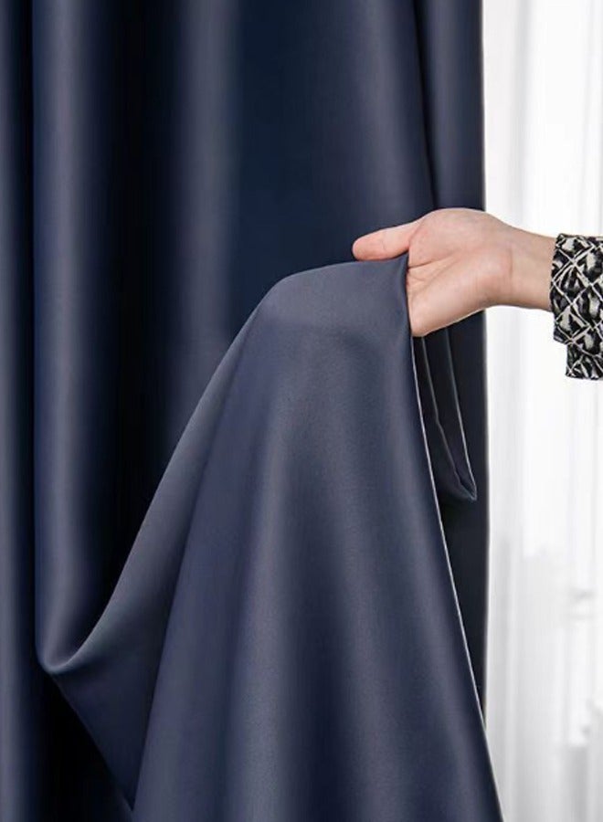 إيهوم ستائر تعتيم ستائر، ستائر ستائر معتمة عازلة حرارية صلبة للنوافذ، ستائر تعتيم/ستائر معتمة لغرفة النوم (1 لوحات، 100 （العرض） × 250 （الطول） سنتيمتر، أزرق داكن) - Image 3