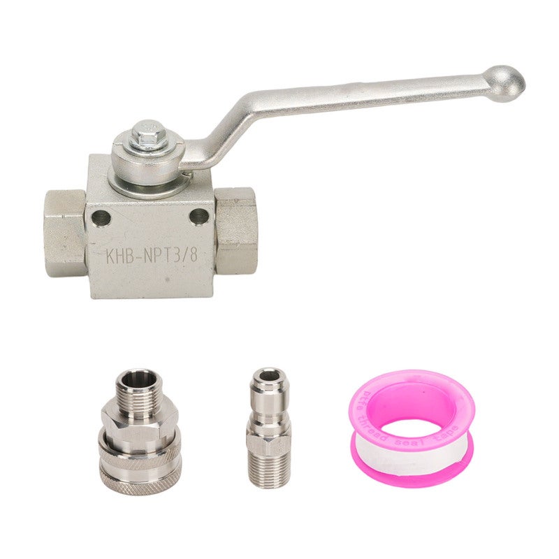 High Pressure Washer Ball Valve: 3/8 Inch Quick Connect Stainless Steel Kit - 4500 PSI Max Pressure Easy Lever Action High Pressure Ball Valve for Professional High Pressure Cleaning Tasks - Image 1