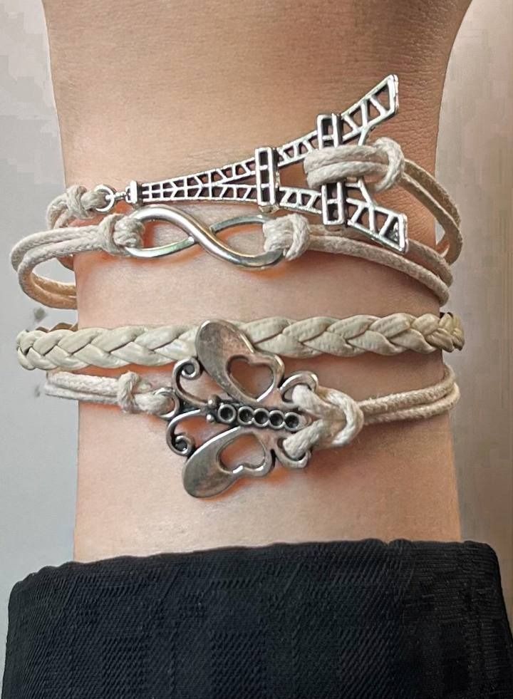 5esha Eiffel Tower Designed Multi Layer Leather Bracelet - Image 1