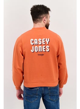 Wrangler Men Crew Neck Long Sleeve Brand Logo Sweatshirt, Orange  - Image 3