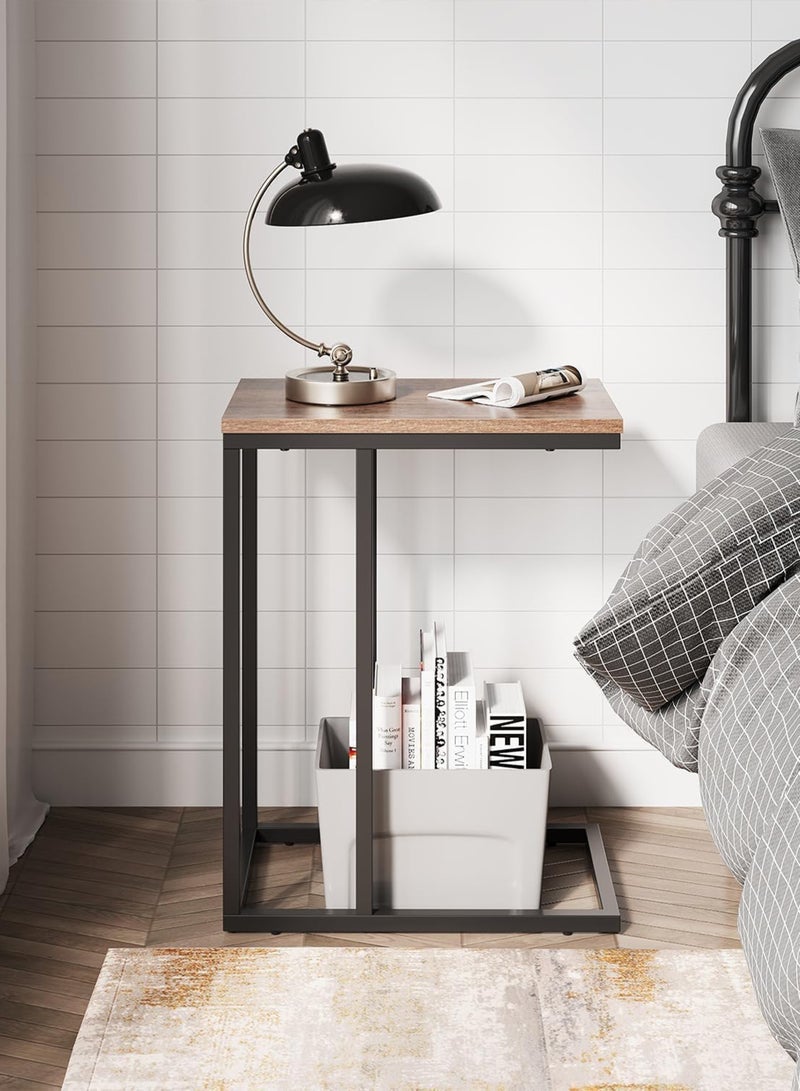 DBLEW C-Shaped End Table for Sofa & Bed – Slim Side Table with Steel Frame, Large Wooden Top, Easy Assembly - Image 2