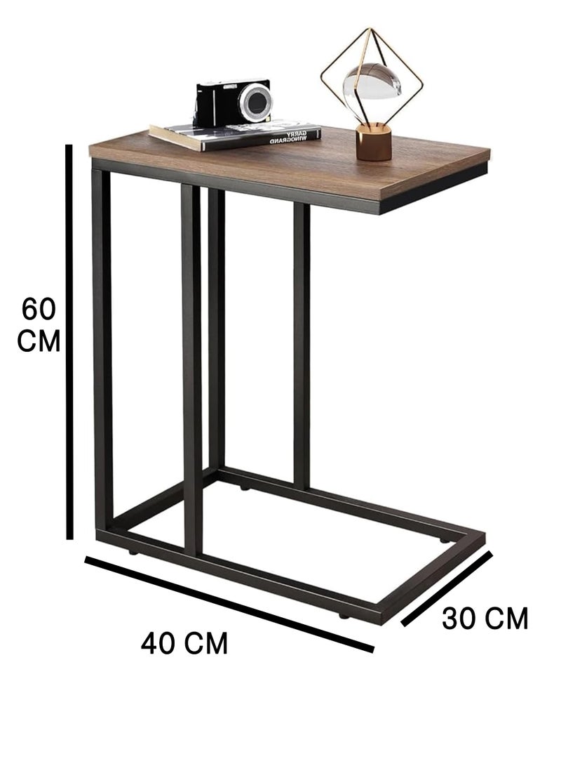 DBLEW C-Shaped End Table for Sofa & Bed – Slim Side Table with Steel Frame, Large Wooden Top, Easy Assembly - Image 4