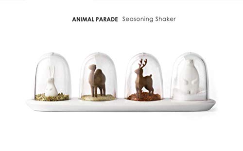 TabEnter Kitchen Seasoning Jar with Tray, Seasoning Shaker, Animal Parade Design, 4 in 1 - Image 2