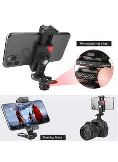 Y&D Camera Phone Hot Shoe Holder, Cell Tripod Mount Adapter Cold 360 Rotation for Ring Light Microphone, Universal Clamp Vlogging Live Stream Photography  - Image 4